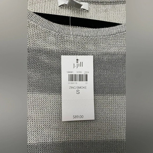 NWT J. Jill Gray Stripe Knit Sweater Size Small - Picture 9 of 10